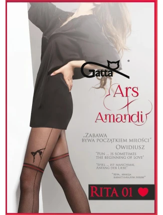 Dámske pančuchové nohavice Ars Amand Rita 01 Black with Red Pattern - Gatta