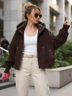 Dámska prechodná bunda s odnímateľnou kapucňou hnedá FashionStreet TY5638