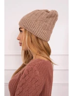 Fleecová čiapka Anna K238 tmavo béžová
