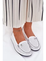 Skórzane Mokasyny Damskie S.Barski LR51-673 Białe