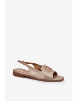 Sandały Damskie Na Płaskim Obcasie Z Ozdobą S.Barski KV51-002 Różowe Złoto