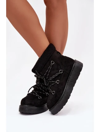 Dámské sněhule na platformě s šněrováním černé Roselya