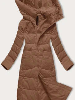 Dámska prešívaná dlhá zimná bunda Libland camel (7767)