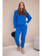 Teplá súprava s mikinou so zaväzovaním vpredu v chrpovo modrej farbe