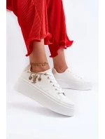 Sneakersy Damskie Na Platformie Z Zawieszkami Białe Tivissa