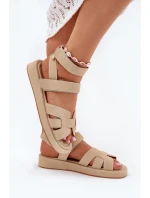 Sandały Damskie Z Rzepami Beżowe Uvissa
