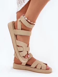 Sandały Damskie Z Rzepami Beżowe Uvissa