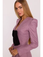 M869 Tvídové šaty s výstrihom do V - marsala