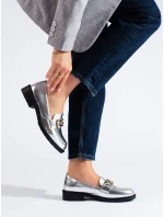 Módne dámske strieborné mokasíny na platforme Módne dámske strieborné mokasíny na platforme