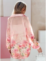 Dámske kvetinové oversize tričko FLOWERS pink FashionStreet DY0470