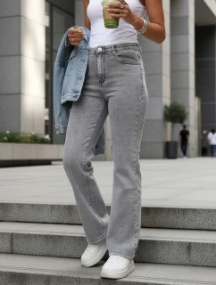 Dámske džínsy s vysokým pásom šedé FashionStreet UY2898