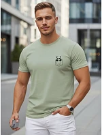 Pánske bavlnené tričko s malým potlačou, zelené, FashionStreet NX5131R Pánske bavlnené tričko s malým potlačou, zelené, FashionStreet NX5131R