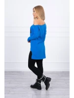 Blúzka s potlačou a dlhším chrbtom, nevädza modrá Blúzka s potlačou a dlhším chrbtom, nevädza modrá