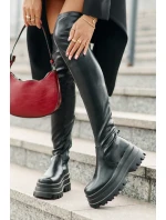 Kozaki Za Kolano Na Masywnej Platformie Czarne Zinera