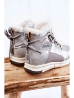 Dětské zateplené kozačky na zip Big Star KK374178 Stříbro