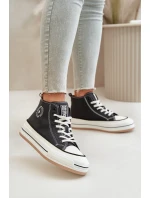 Zateplené dámske tenisky na platforme z eko kože Big Star OO274062 Black
