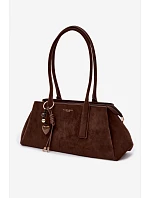 Eko semišová kabelka s přívěskem Čokoládová Nelina