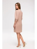 B291 Šaty áčkového strihu s rukávmi - mocca