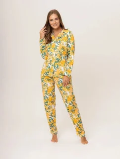 Dámske pyžamo 175/106 žlté vzor listy - Karol