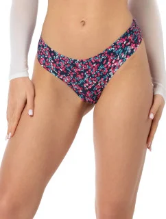 Dámske jednoduché podprsenkové nohavičky Cranberries tmavomodré s ružovým vzorom - JULIMEX