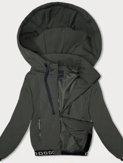 Prešívaná bunda v army farbe s ozdobnými sťahovacími lemami (16M9086-136)