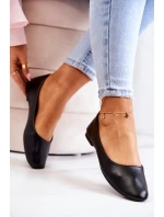 Skórzane Klasyczne Baleriny Czarne Stacee