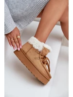 Śniegowce Damskie Na Platformie Z Futerkiem Typu Branek Camel Ciabellae