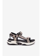 Sandały Damskie Na Rzepy D.Franklin DFSH406002 Czarno-Beżowe