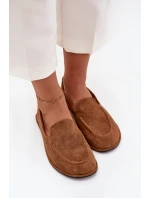 Mokasyny Damskie Z Eko Zamszu Płaskie Camel Miryelle