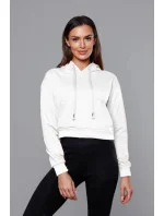 Krátka biela tepláková mikina s kapucňou (8B939-1)