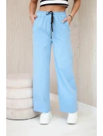 Nohavice Punto so širokými nohavicami modrej farby Nohavice Punto so širokými nohavicami modrej farby
