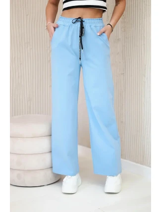 Nohavice Punto so širokými nohavicami modrej farby Nohavice Punto so širokými nohavicami modrej farby
