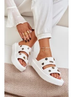 Piankowe Klapki Damskie Z Przypinkami Białe Ravanala