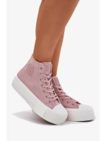 Dámske plátenné tenisky na platforme Big Star - ružové