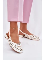 Zdobione Baleriny Na Płaskim Obcasie Białe Nilarisela