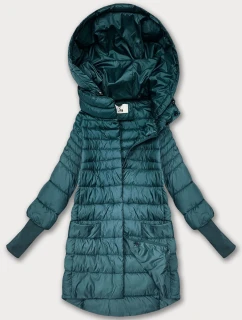 Dámska prechodná bunda s pletenými rebrovanými lemami zelená (1828)