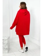 Bavlnená súprava, zateplená mikina + legíny červený