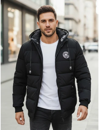 Pánska prešívaná zimná bunda s kapucňou čierna FashionStreet TX5072