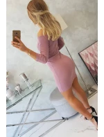 Pruhované vypasované šaty tmavo ružové