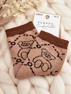 Młodzieżowe Ciepłe Skarpety Z Misiem - Jasny Brąz