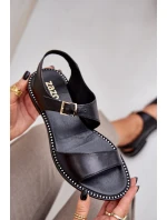 Dámske kožené ploché sandále Zazoo 3014 black Dámske kožené ploché sandále Zazoo 3014 black