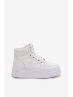 Wysokie Sneakersy Damskie Na Platformie Białe Tillive