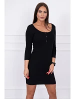 Šaty s gombíkovým výstrihom čiernej