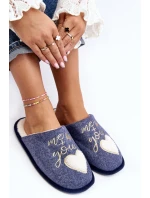 Damskie Klasyczne Kapcie Wsuwane Ocieplane Niebieskie Mabira