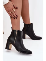 Dámské kotníkové boty na podpatku z eko kůže černé Camilyn