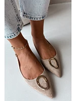Dámske sandále na nízkom podpätku s ozdobou Beige Sparkle