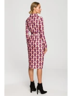 M706 Šaty s rukávmi, golierom a potlačou - model 2