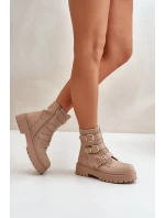 Zateplené dámske členkové topánky s béžovou ozdobou Ciascia