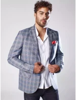 Pánska tmavomodrá kockovaná bunda FashionStreet MX0566