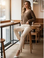 Dámsky sveter LACEONIA beige FashionStreet MY2404 Dámsky sveter LACEONIA beige FashionStreet MY2404